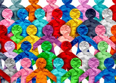 Employee Diversity and worker inclusion in the workplace as diverse people working together in society and international tolerance celebration of multicultural business culture and integration or pride as a multi cultural group.